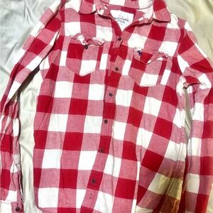 Abercrombie & Fitch Red and White Plaid Shirt